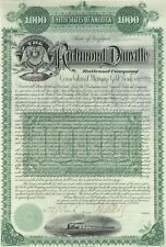 Richmond and Danville Railroad - dated 1886 Virginia Railway Gold Bond (Uncancel picture