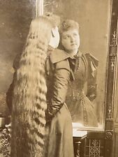 Antique Victorian Cabinet Photo Beautiful Young Lady Long Hair Addison Ny picture