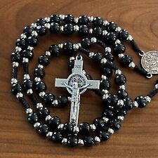 Saint St Benedict Men’s or Women’s Handmade Catholic 🙏 Rosary Black Wood Beads picture