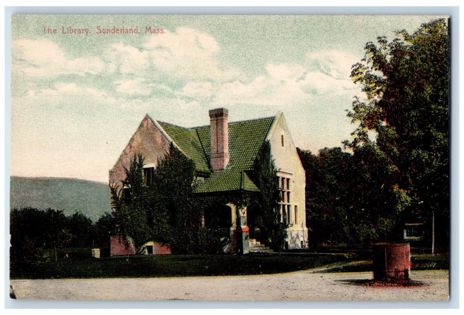 c1910 The Library Sunderland Massachusetts MA Antique Unposted Postcard