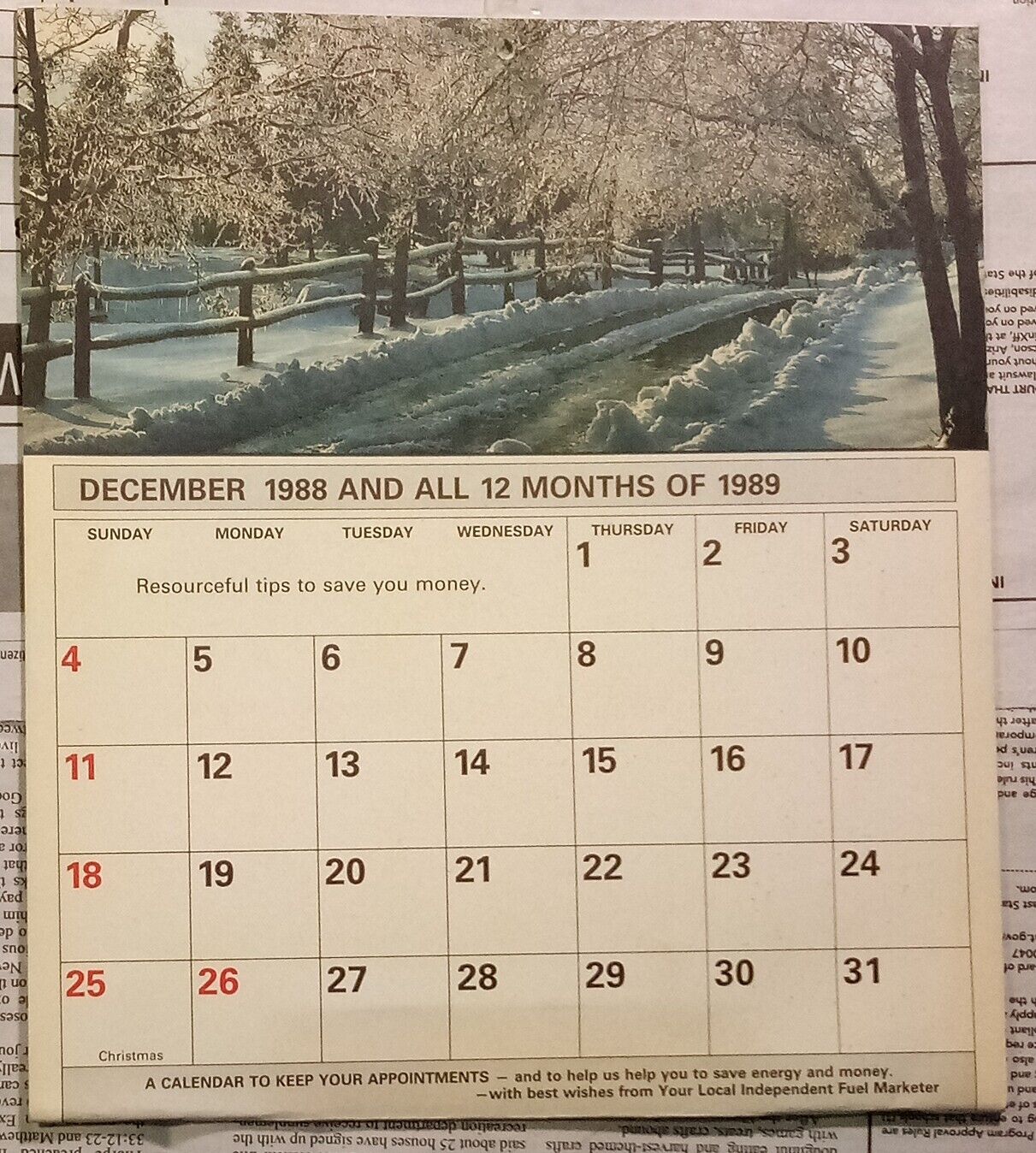 Bourne's 1989 Calendar Morrisville Stowe Waterbury Hardwick Vermont