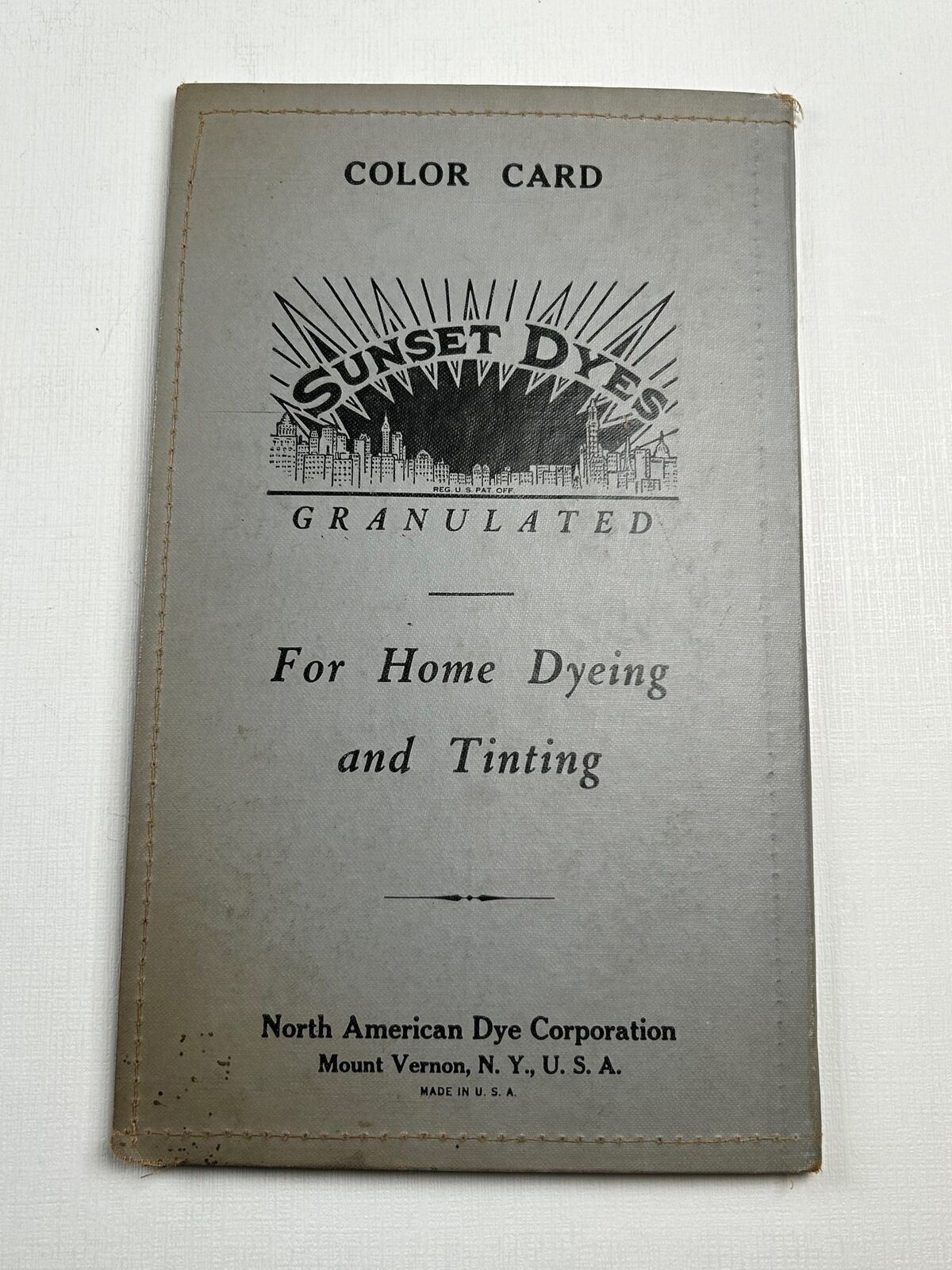 North American Dye Co Mount Vernon NY Sunset Dye Sample Book