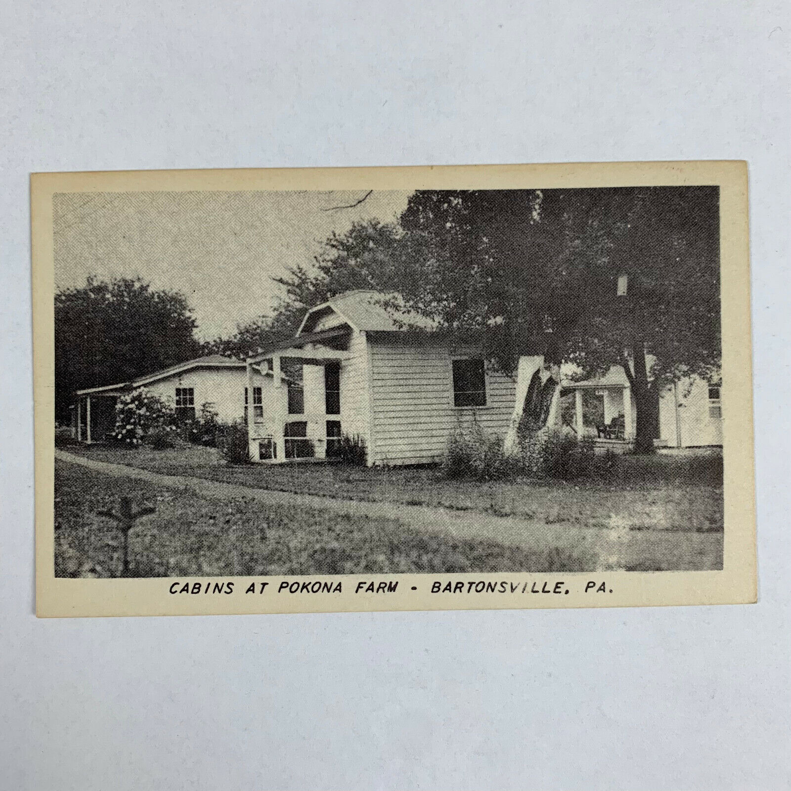 Postcard Pennsylvania Bartonsville PA Pokona Farm Cabins 1920s Unposted B&W