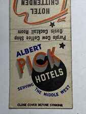 Matchbook Cover Albert Pick Hotel Chittenden Columbus Ohio Purple Cow Coffee picture