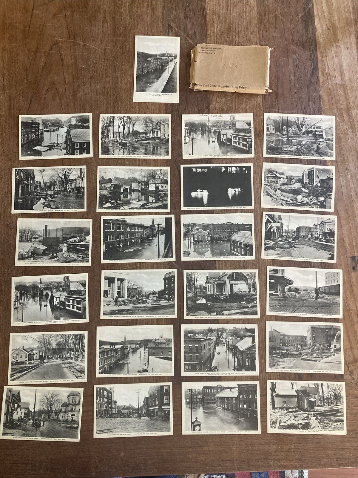 USA - Montpelier Vermont - Disaster / Flood - Set Of 25 Photo Postcards 1927