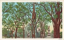 Waterbury CT Connecticut, St. John's Church, Vintage Postcard picture