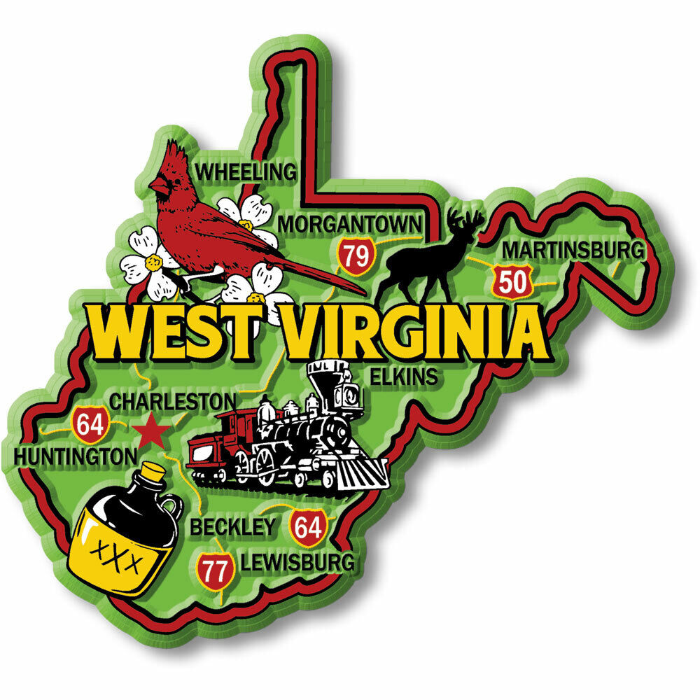 West Virginia Colorful State Magnet by Classic Magnets, 3.7\