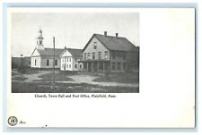c1905 Church Town Hall and Post Office, Plainfield Massachusetts MA Postcard picture