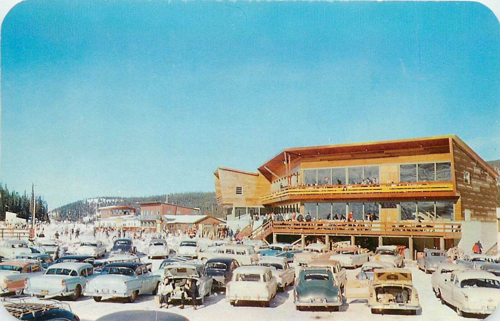 Postcard 1950s Colorado Winter Park Balcony House autos Sanborn Dexter CO24-3865