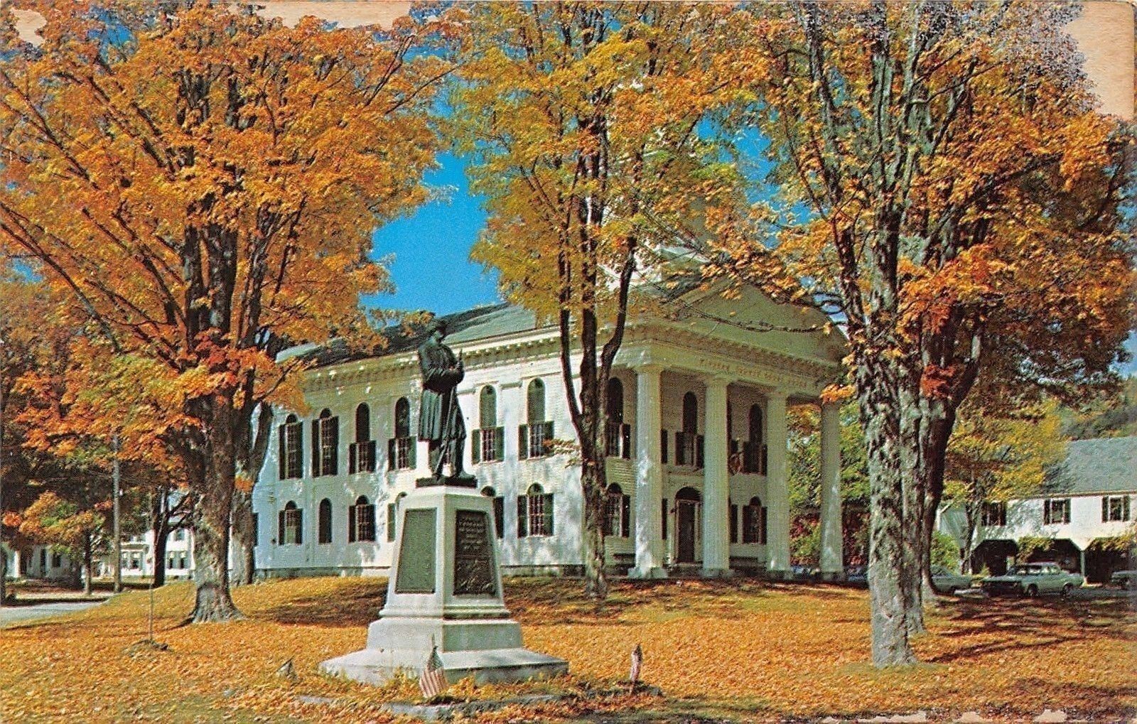 Newfane Vermont~Windham County Court House~Ground Cover of Red Leaves 1950s