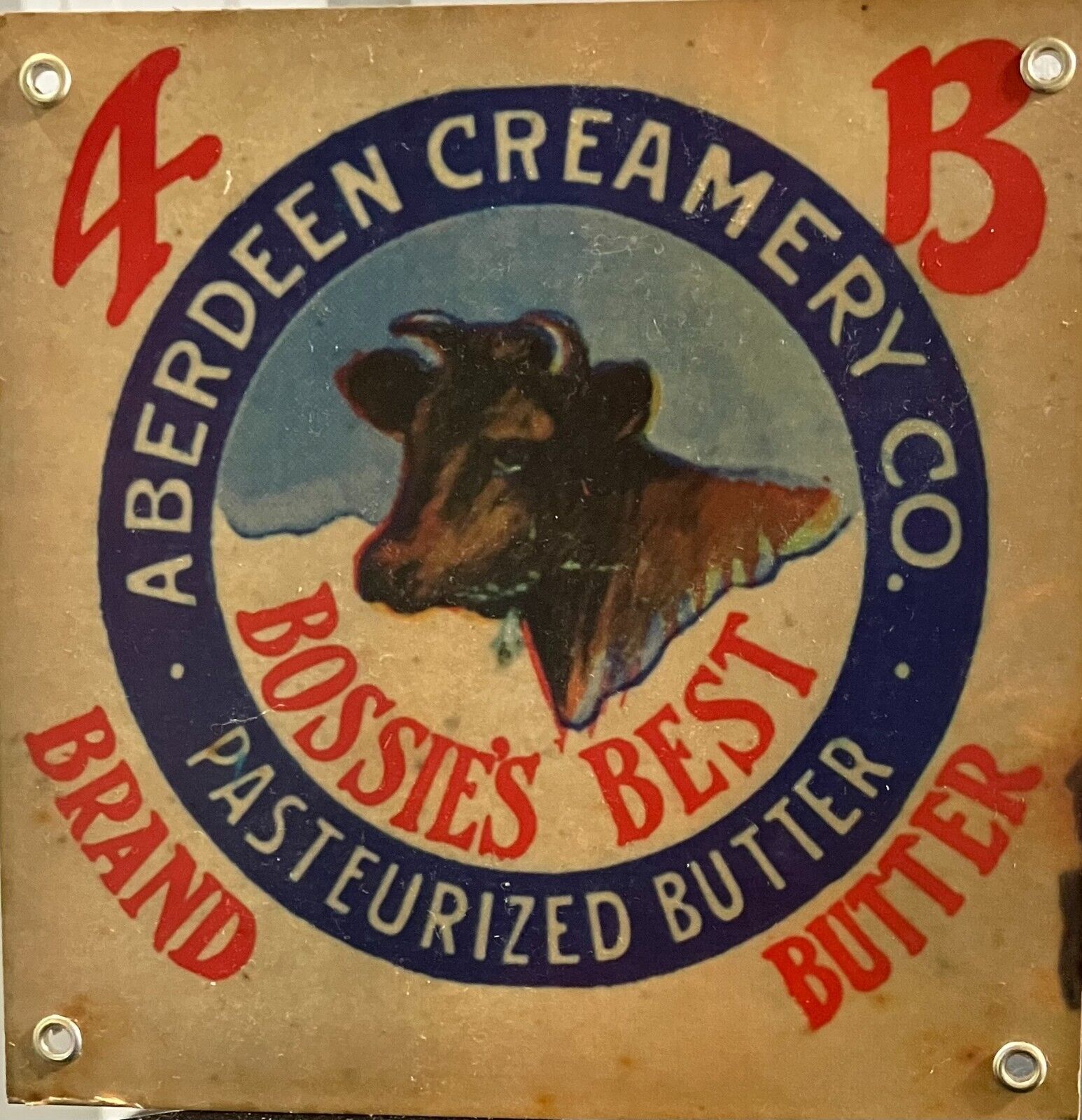 Metal Dairy Sign Memorabilia: Aberdeen Creamery, Bossie's Best