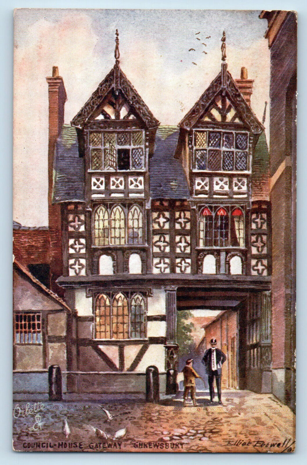 Shrewsbury England Postcard Council House Gateway c1910 Oilette Tuck Art