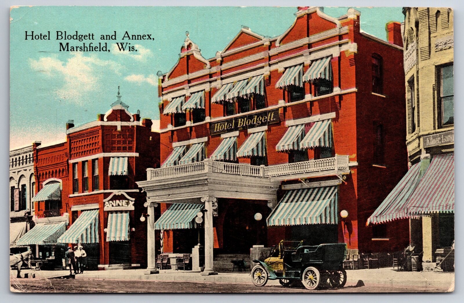 Marshfield Wisconsin~Hotel Blodgett & Annex~c1910 Postcard