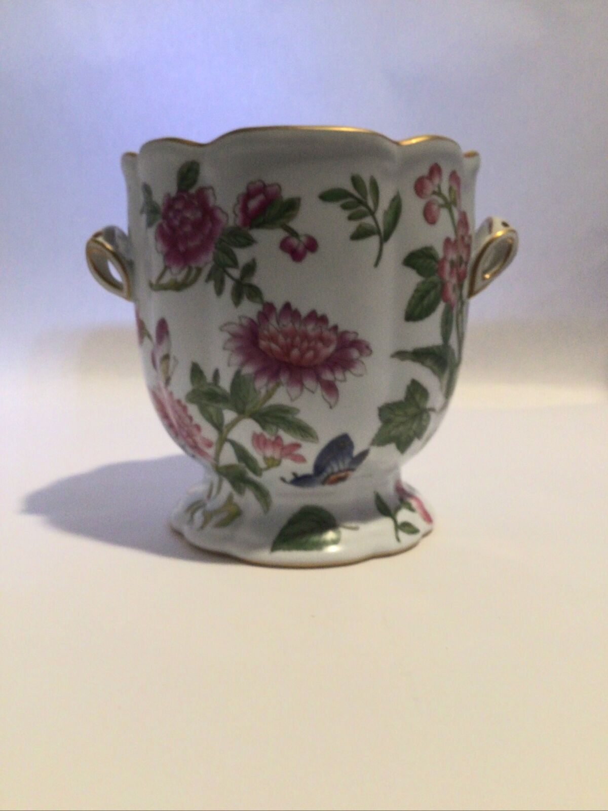 Chelsea House Porcelain Floral Gilded Vase Vintage.