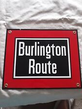 1980’s Vintage Porcelain Burlington Route Metal RR Sign  picture