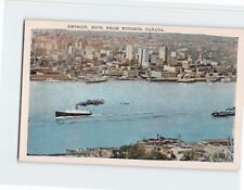 Postcard Detroit View from Windsor Canada Detroit Michigan USA picture