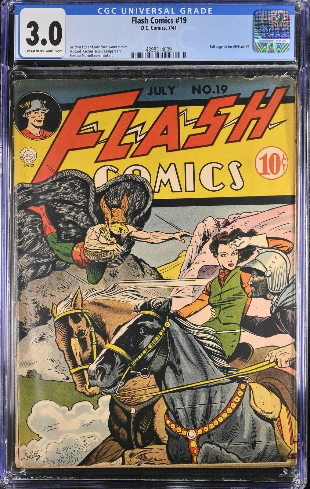 Flash Comics #19 CGC GD/VG 3.0 Sheldon Moldoff Cover and Art DC Comics 1941