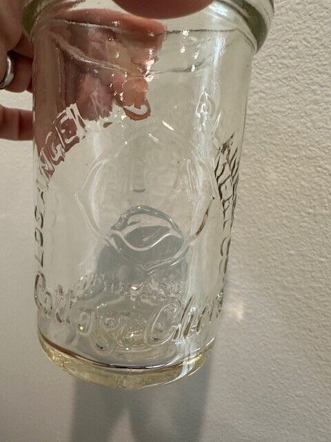 Vintage Los Angeles Creamery Cottage Cheese Glass Clear Jar 