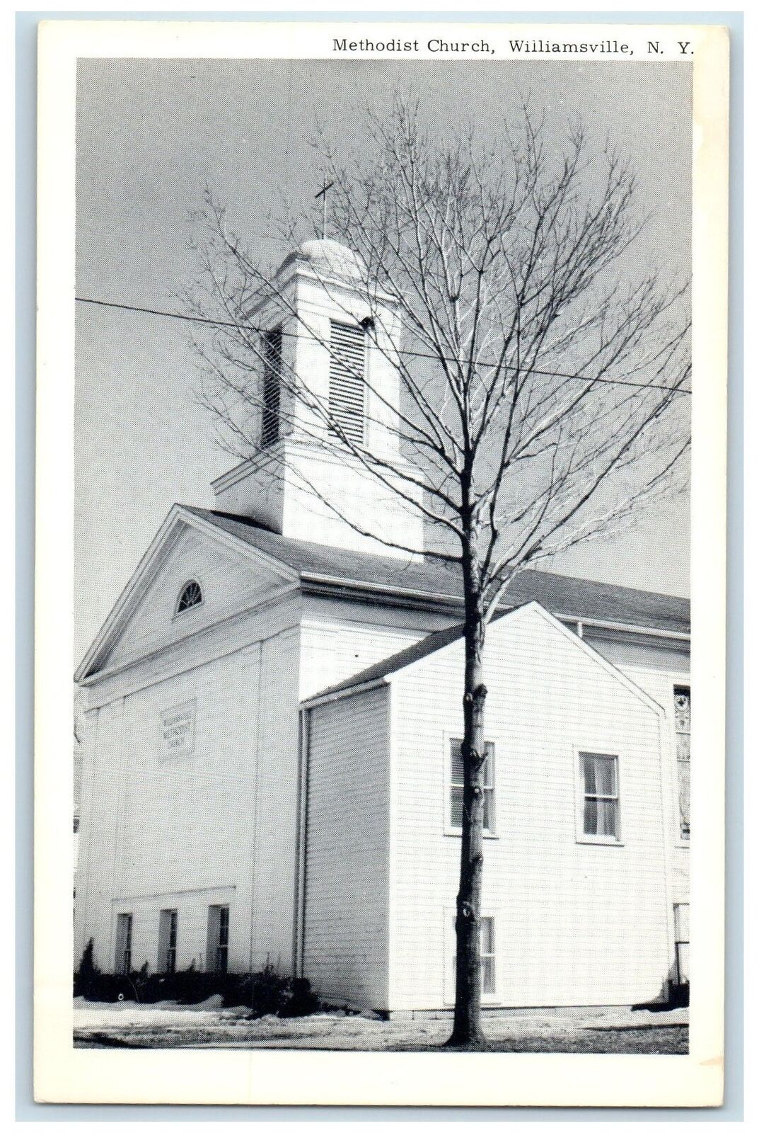c1920's Methodist Church Building Tower Williamsville New York Vintage Postcard