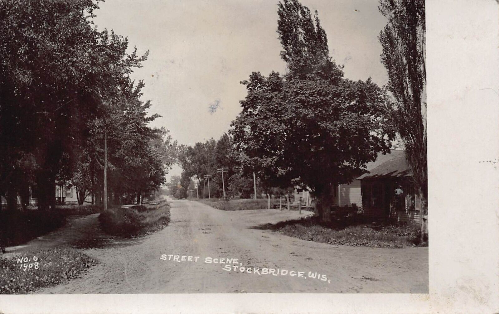 RPPC Stockbridge WI Wisconsin Main Side Street Scene 1908 Photo Vtg Postcard W5