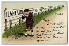 Llanfairpwllgwyngyll Anglesey Wales Postcard Jaw-Bone Accident c1910 picture