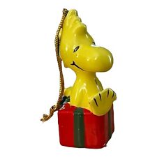 Vintage Woodstock Snoopy on Present 1965  Porcelain Christmas Gift Ornament picture