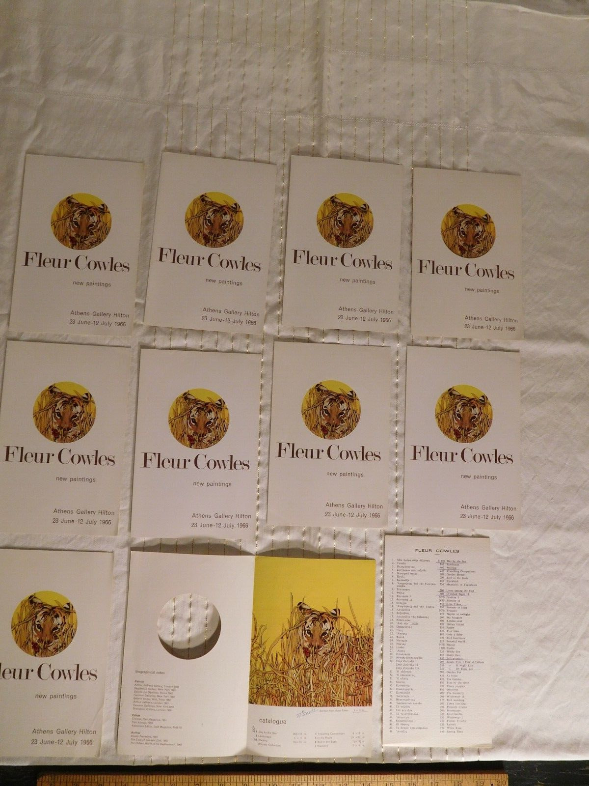 RARE 12 Fleur Cowles Athens Gallery Hilton '66 Art Show Brochures Tiger Art+Book