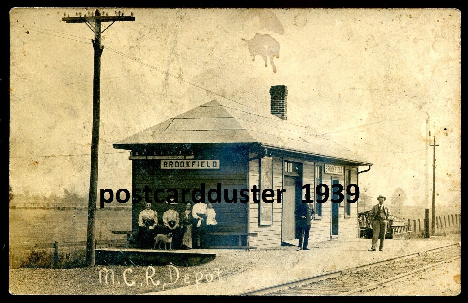 BROOKFIELD Ontario 1910s Peel. MCR Train Station. Real Photo Postcard by Pratt