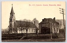 Waterville Minnesota~Roman Catholic Church & Parsonage or Parish House c1910 PC picture