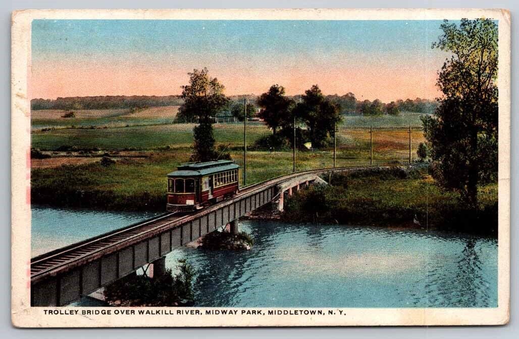 eStampsNet - Trolley Bridge Walkill River Middletown NY Postcard 