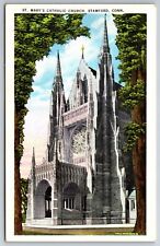 Stamford Connecticut~Saint Marys Roman Catholic Church~1920s Postcard picture