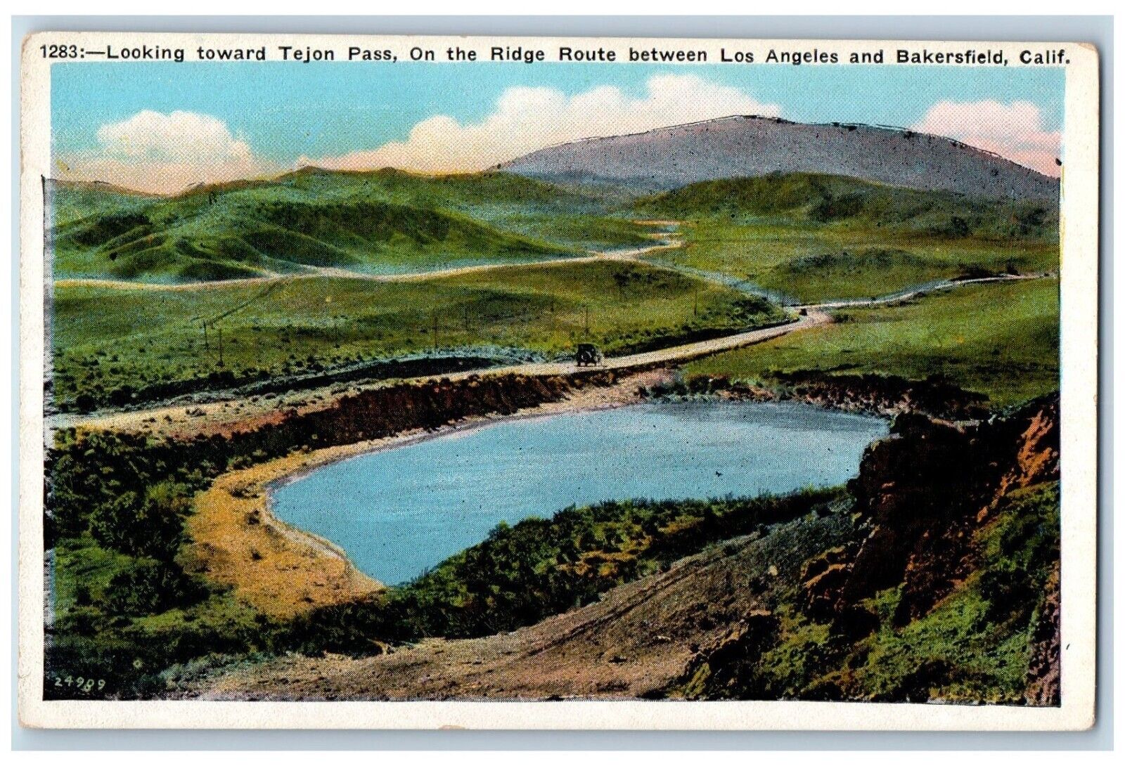 Bakersfield California Postcard Tejon Pass Ridge Route Los Angeles c1920 Vintage