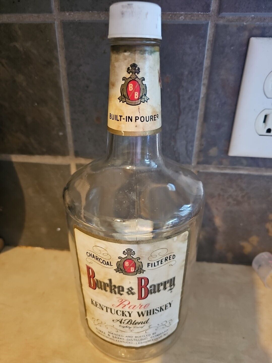 Vintage Burke & Barry Kentucky Whiskey Bottle, 59.2 oz. Empty