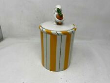 Arlington Design Orange & Green Stripe Bunny 10x5in Ceramic Canister BB02B11010 picture