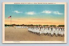 Regimental Review US Naval Training Station Sampson New York Linen Postcard picture