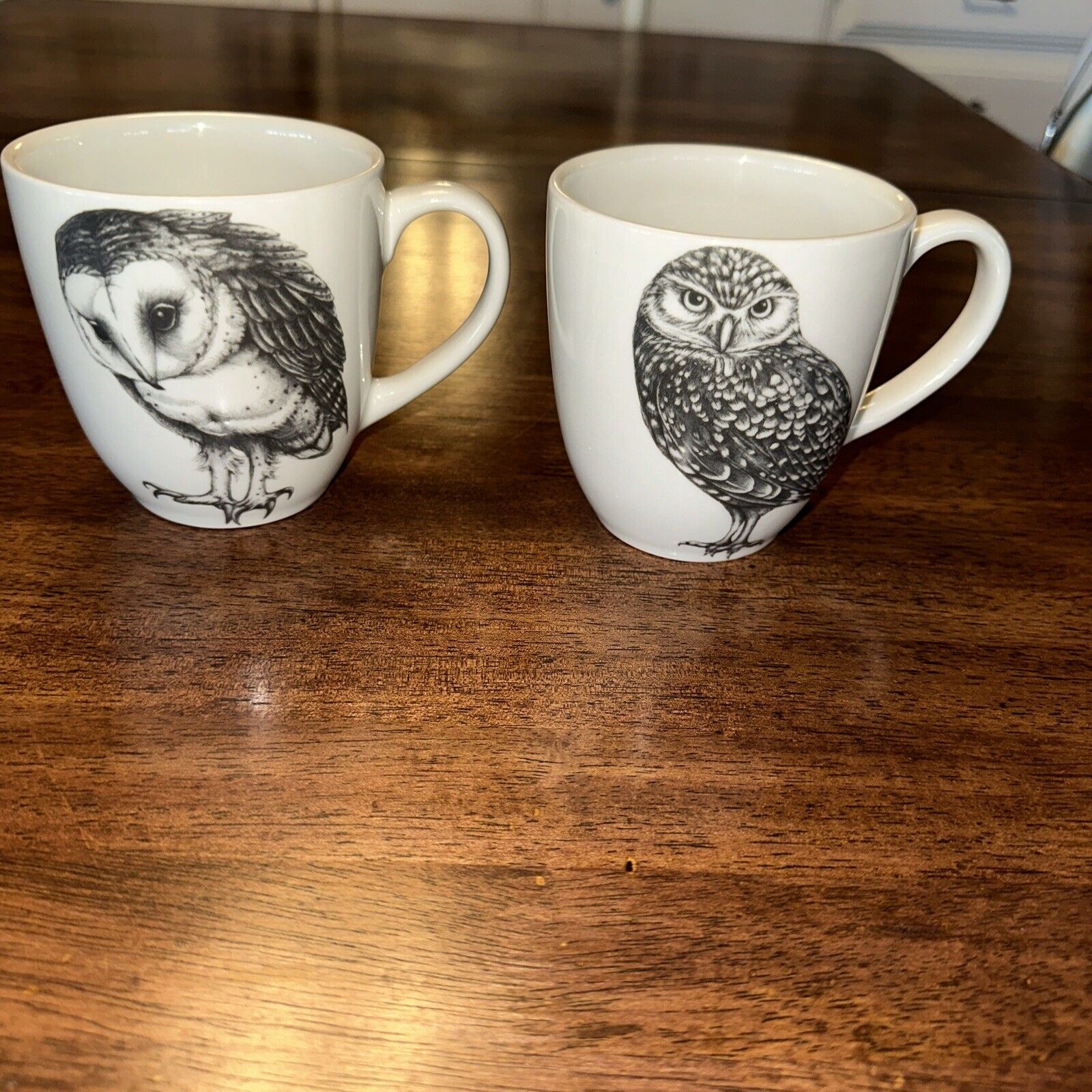 Laura Zinder Handmade Lot Of 2 Owl Mugs GUILFORD VERMONT Never Used 