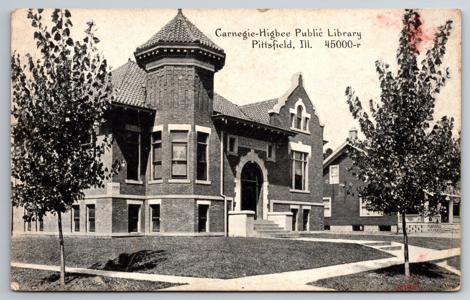 Vintage Postcard IL Pittsfield Carnegie-Higbee Public Library Divided Back
