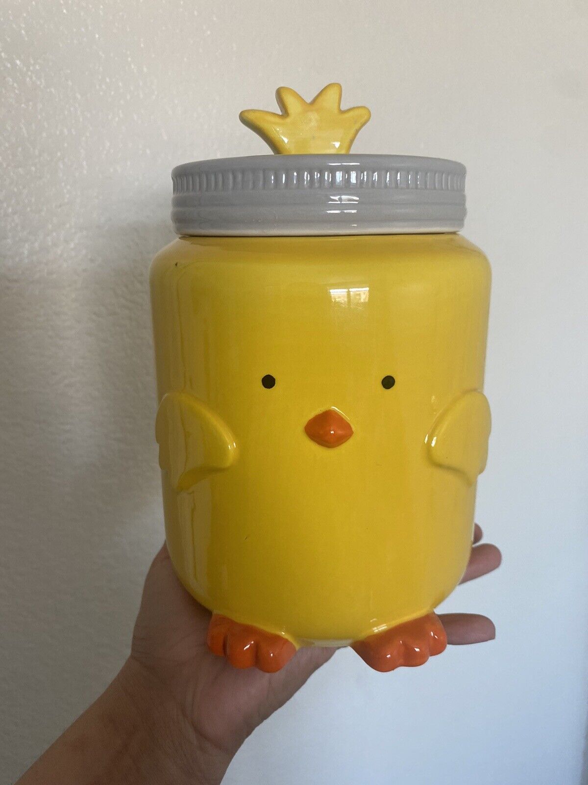 Arlington Designs  Baby Chic Canister Cookie Jar Yellow Peep Duck Ceramic 8”