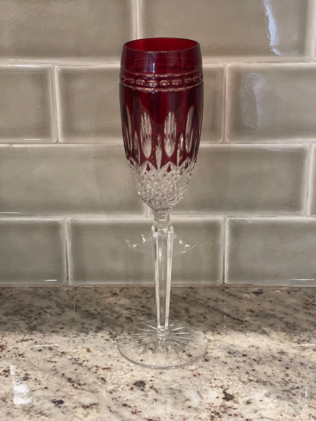 Waterford Crystal Clarendon Ruby Red Champagne Flute