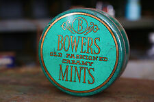 Vintage BOWERS candy container tin can mints chocolate ADVERTISING GREEN picture