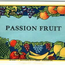 Vtg Passion Fruit Paper Label Colorful Litho Duckworth Essences Manchester C32 picture