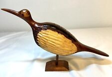 Hand Carved Wooden Bird  Figurine Jamaica, Travel Souvenir, Two-Tone Long Beak picture