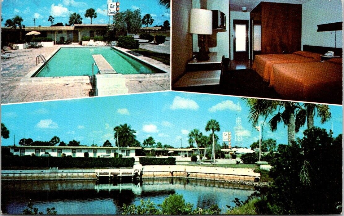 Port Charlotte FL Florida Motel Swimming Pool Golf Advertising Vintage Postcard