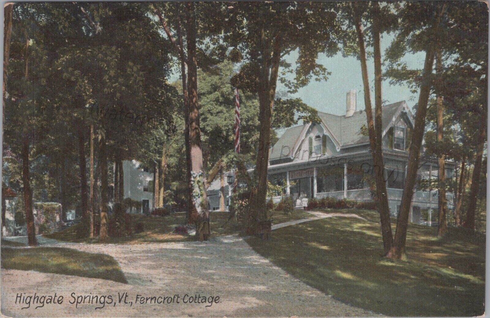 Highgate Springs, VT - Ferncroft Cottage - Vintage Franklin Co, Vermont Postcard