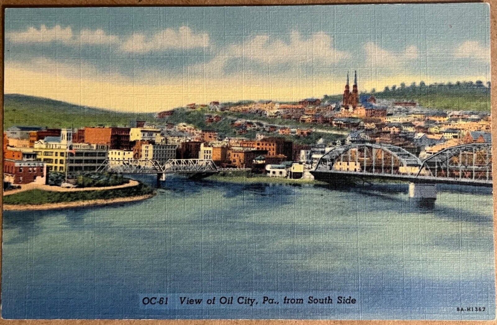 Oil City PA South Side Panoramic View Vintage Pennsylvania Postcard c1930