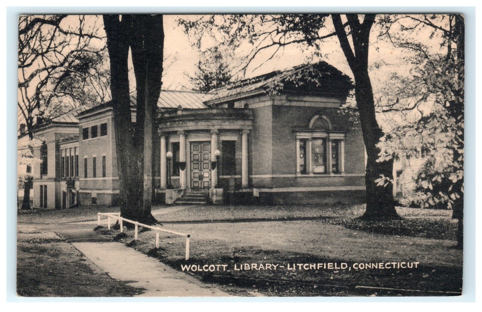 Wolcott Library Litchfield Connecticut Early View Postcard