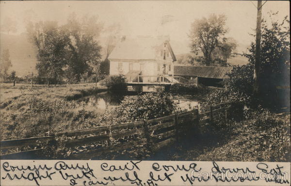 1907 RPPC South Shaftsbury,VT Farm on Pond Bennington County Vermont Postcard
