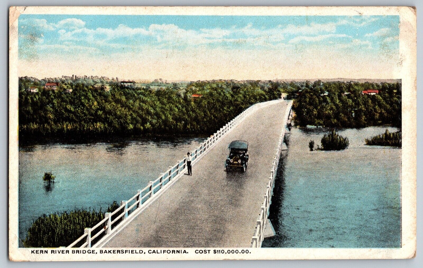 Bakersfield, California CA - View of Kern River Bridge - Vintage Postcards