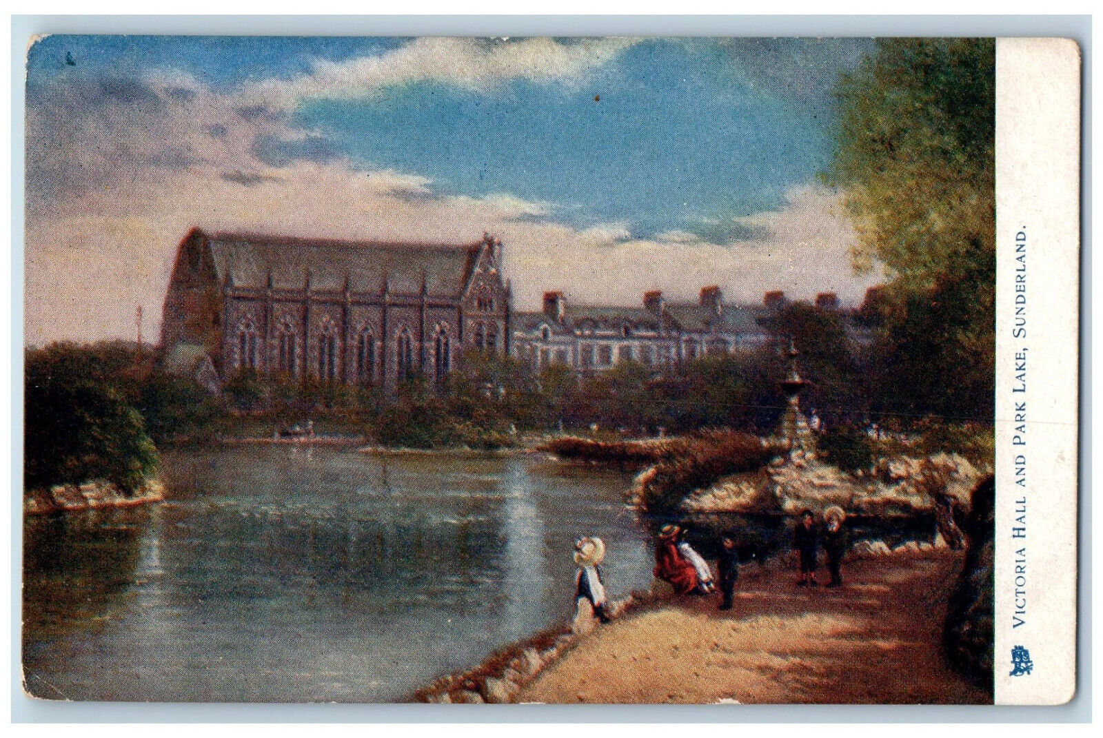Sunderland England Postcard Victoria Hall Park Lake c1910 Oilette Tuck Art