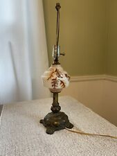 VINTAGE HAND PAINTED MILK GLASS CAMBRIDGE TABLE LAMP WORKING No Shade picture